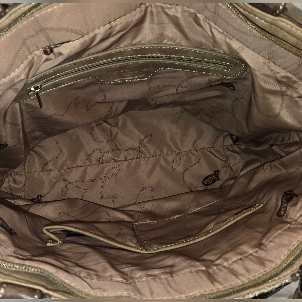 Justin Boots Tan and Brown Tote with Lace Accent - Picture 4 of 10